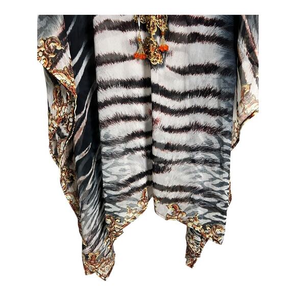 Akaru XL Caftan Cover Up Sheer Swim Beach Cruise Summer Dress Beaded - Picture 9 of 12